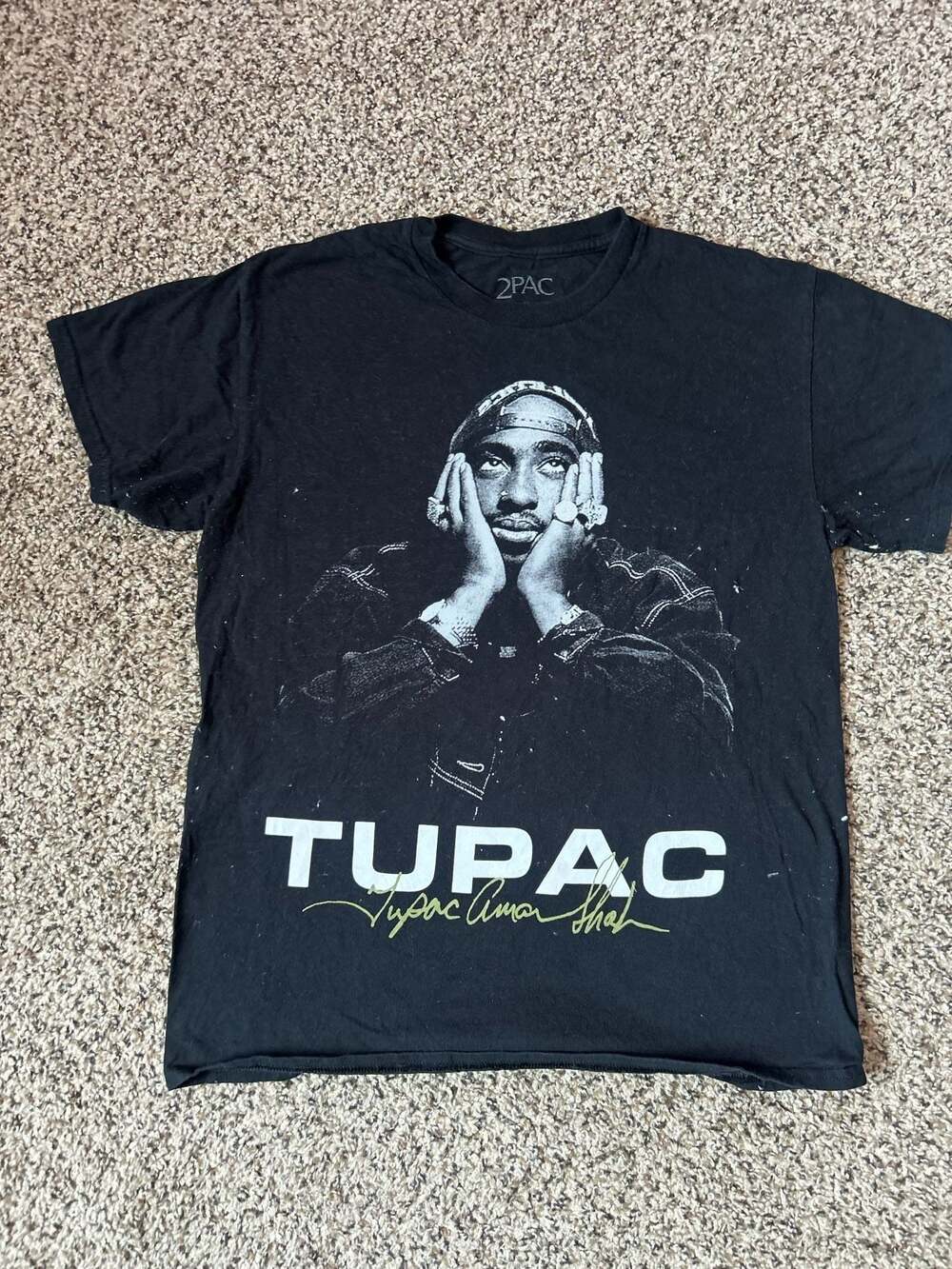 2Pac Men's Tupac Shakur Signature Graphic Tee Black Size M